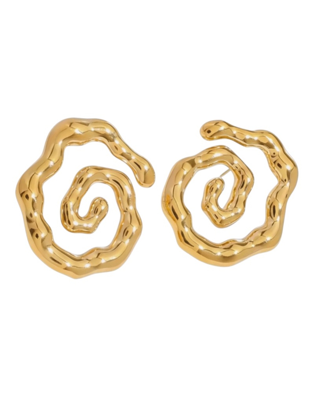 Gold Spiral Swirl Statement Earrings